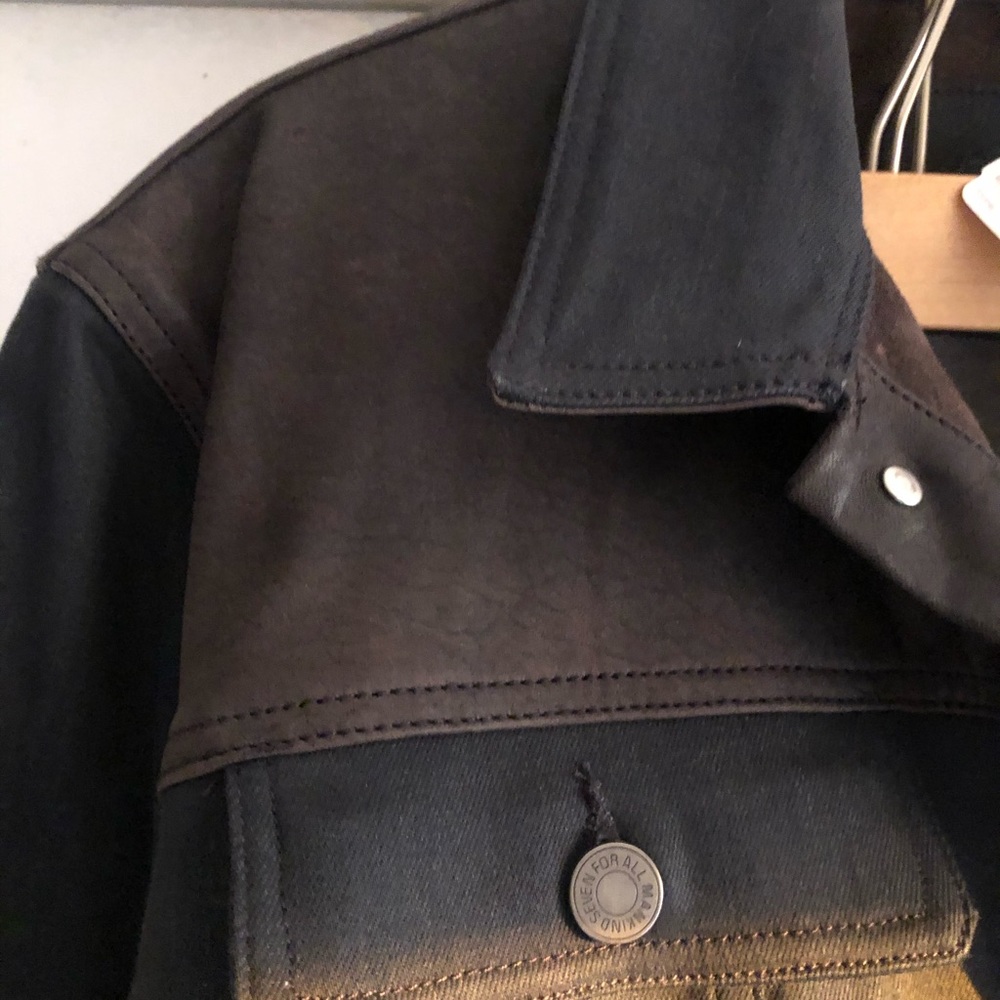7 for all mankind men’s L black denim/leather jkt